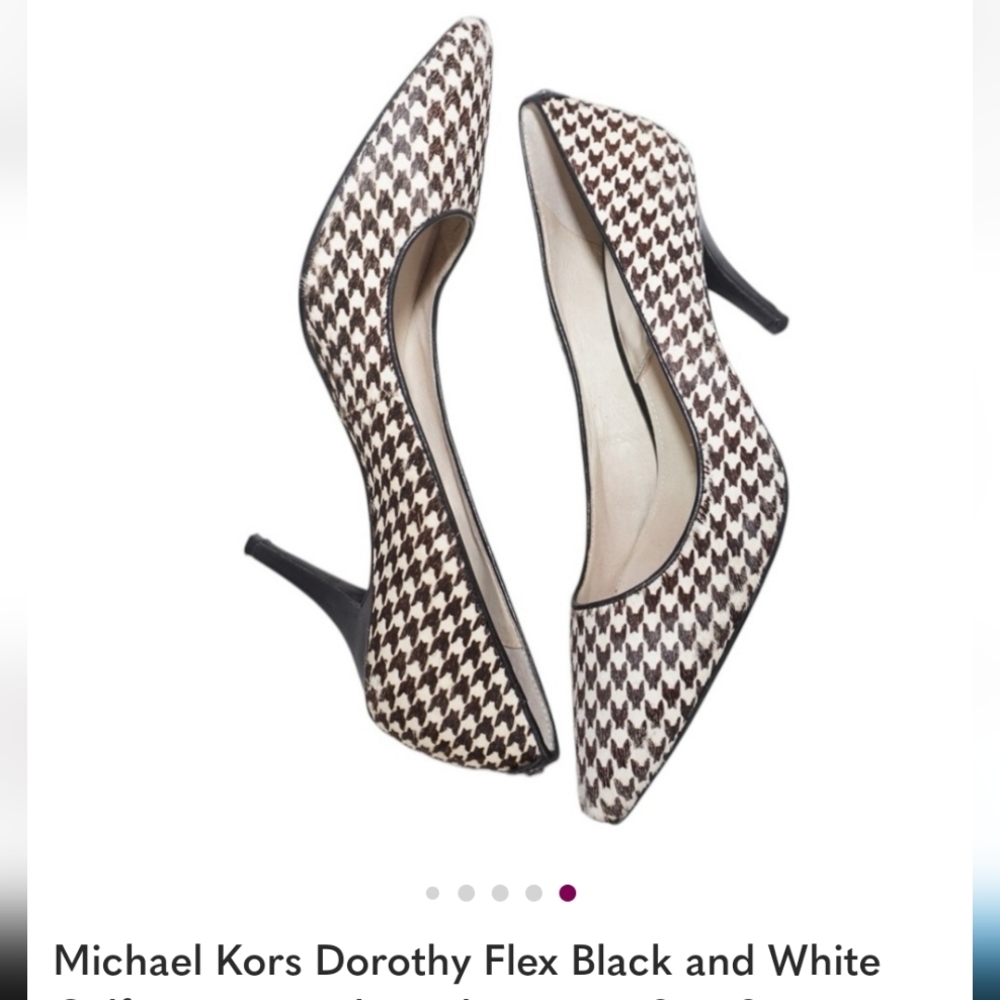 Michael Kors Black and White Houndstooth Pumps
